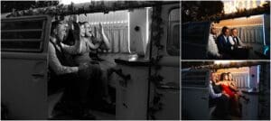 Party people making sill faces at the photo booth housed in Denver Photo Booth at a wedding