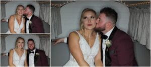 Party people making sill faces at the photo booth housed in Denver Photo Booth at a wedding