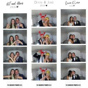 Party people making sill faces at the photo booth housed in Denver Photo Booth at a wedding