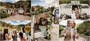 Party people making sill faces at the photo booth housed in Denver Photo Booth at a wedding